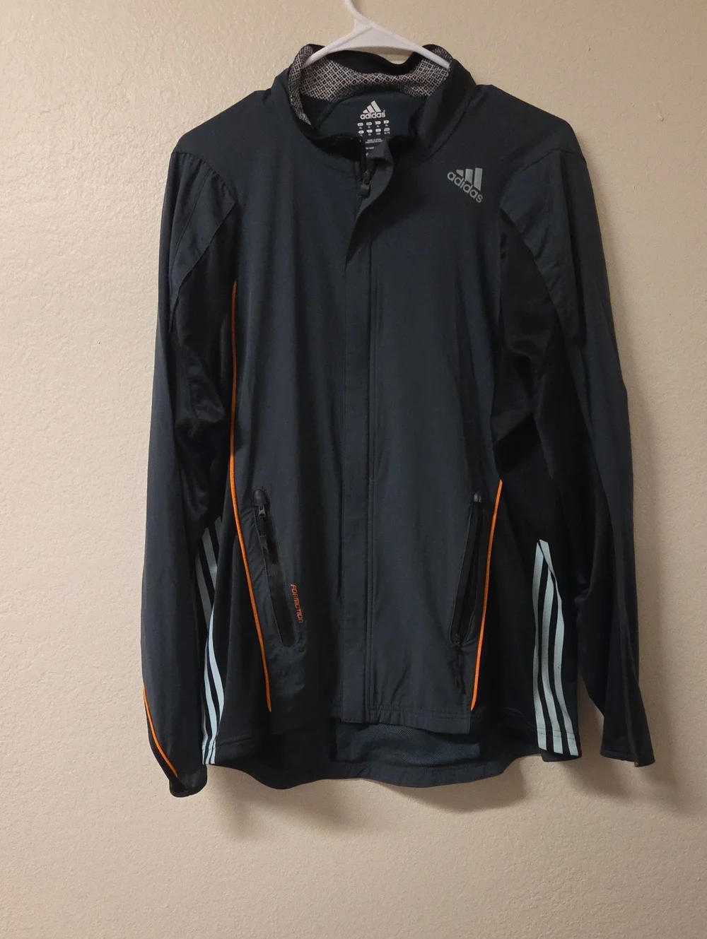 adidas Black Performance Jacket with Orange Piping